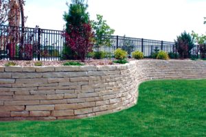 Natural stone retaining wall